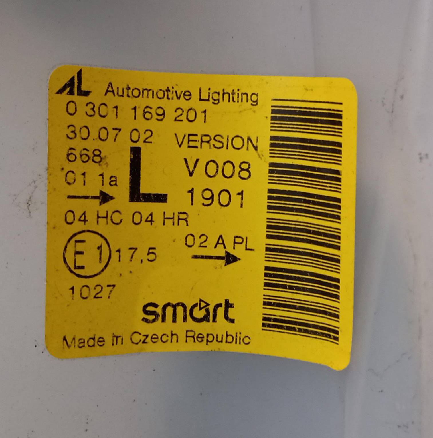 fanale anteriore sinistro