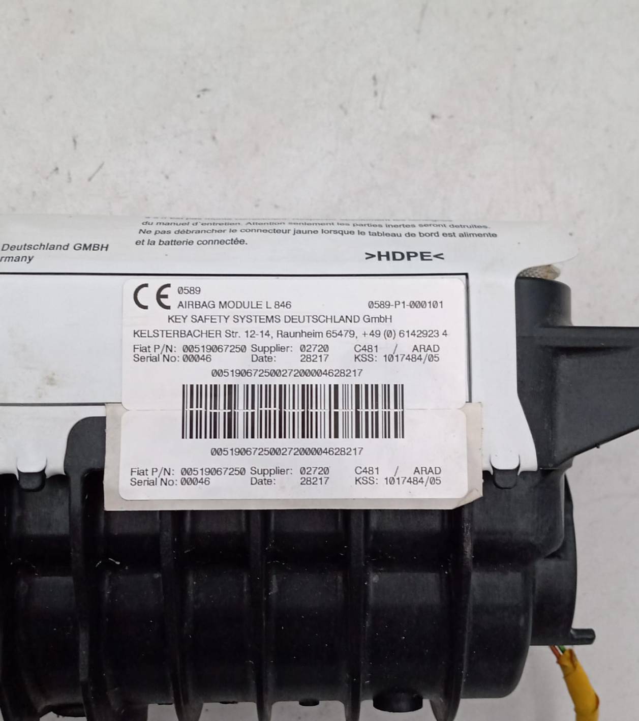 Airbag lato passeggero