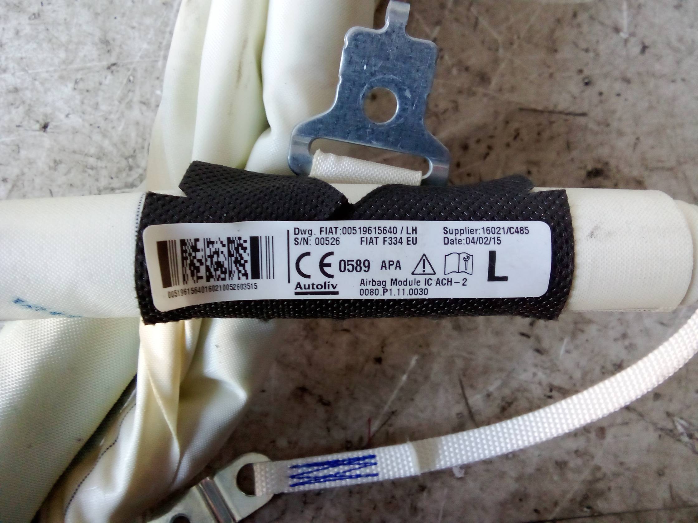 Dispositivo airbag a tendina sx.