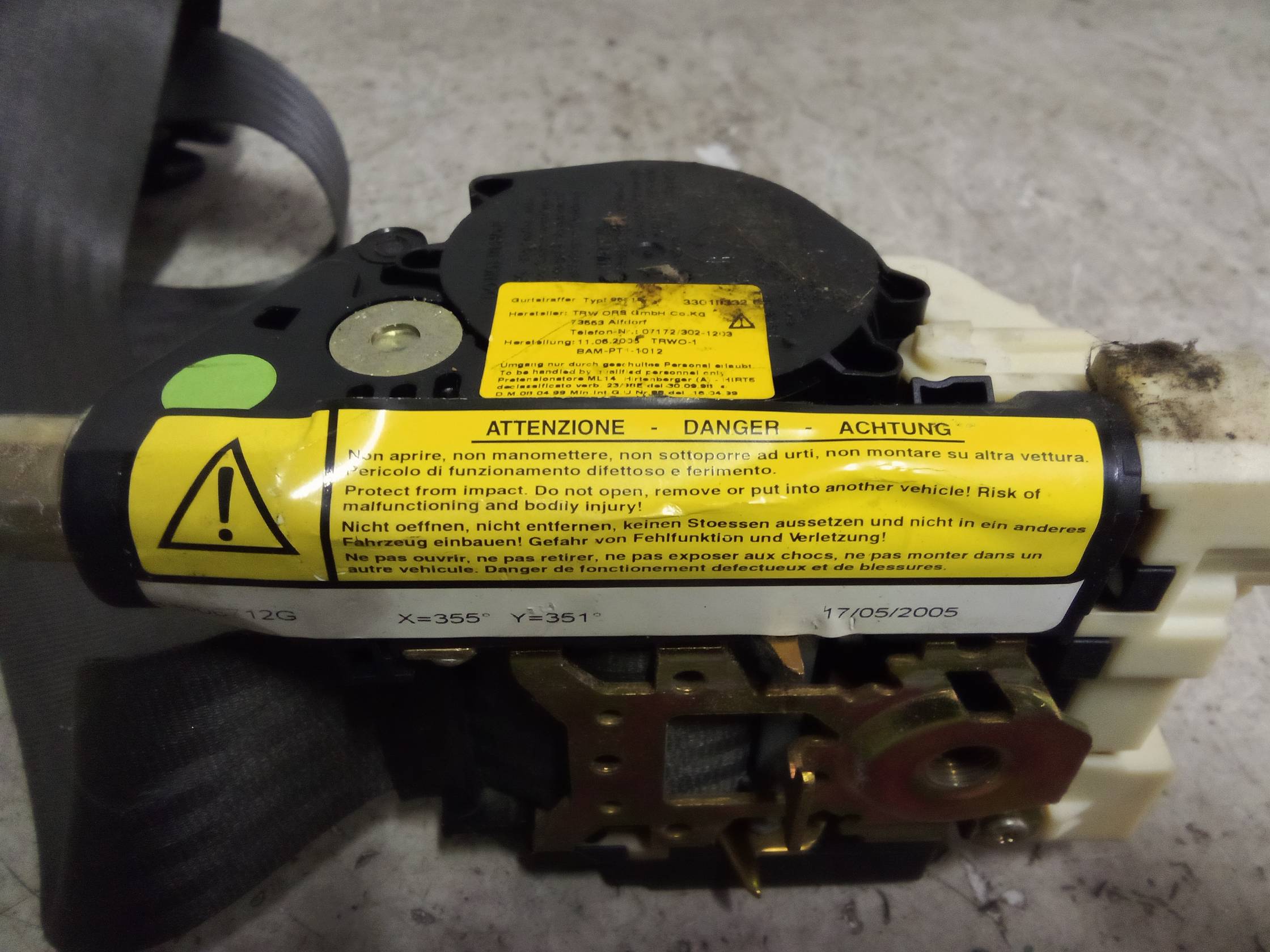 Cintura di sicurezza ant. dx.