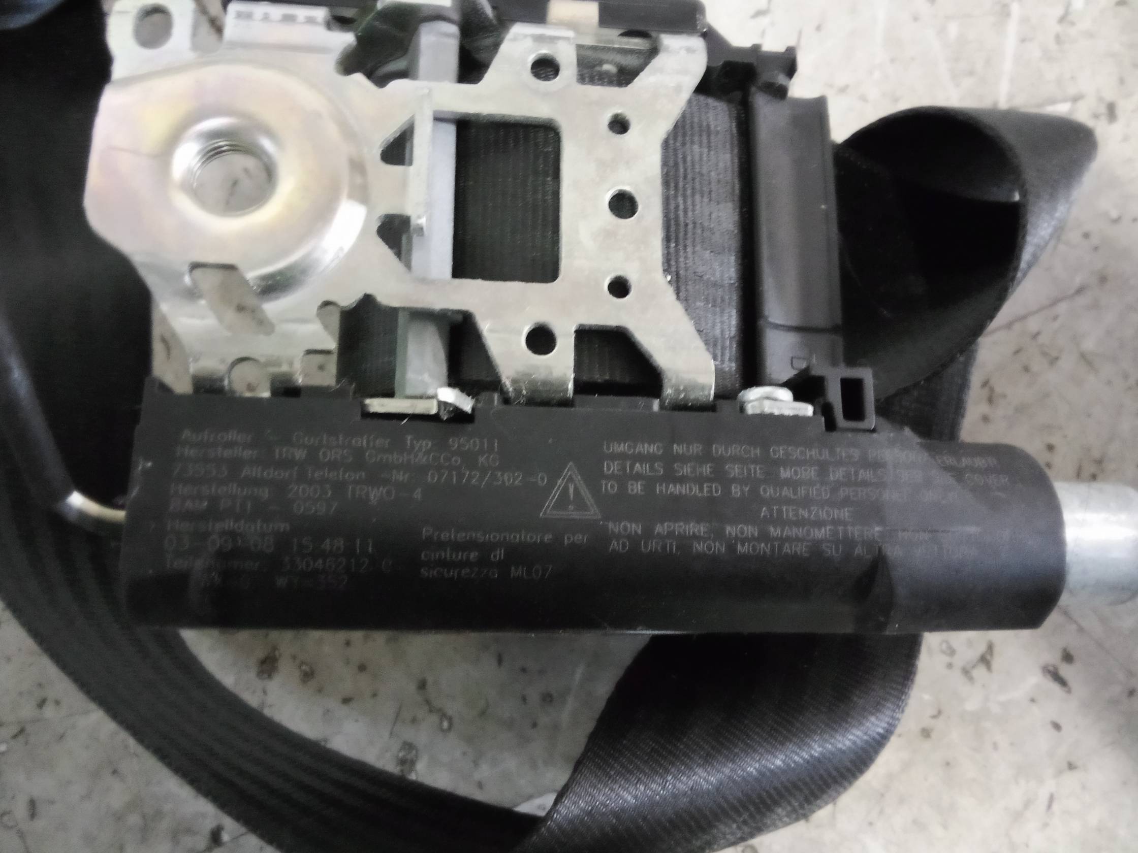 Cintura di sicurezza ant. dx.