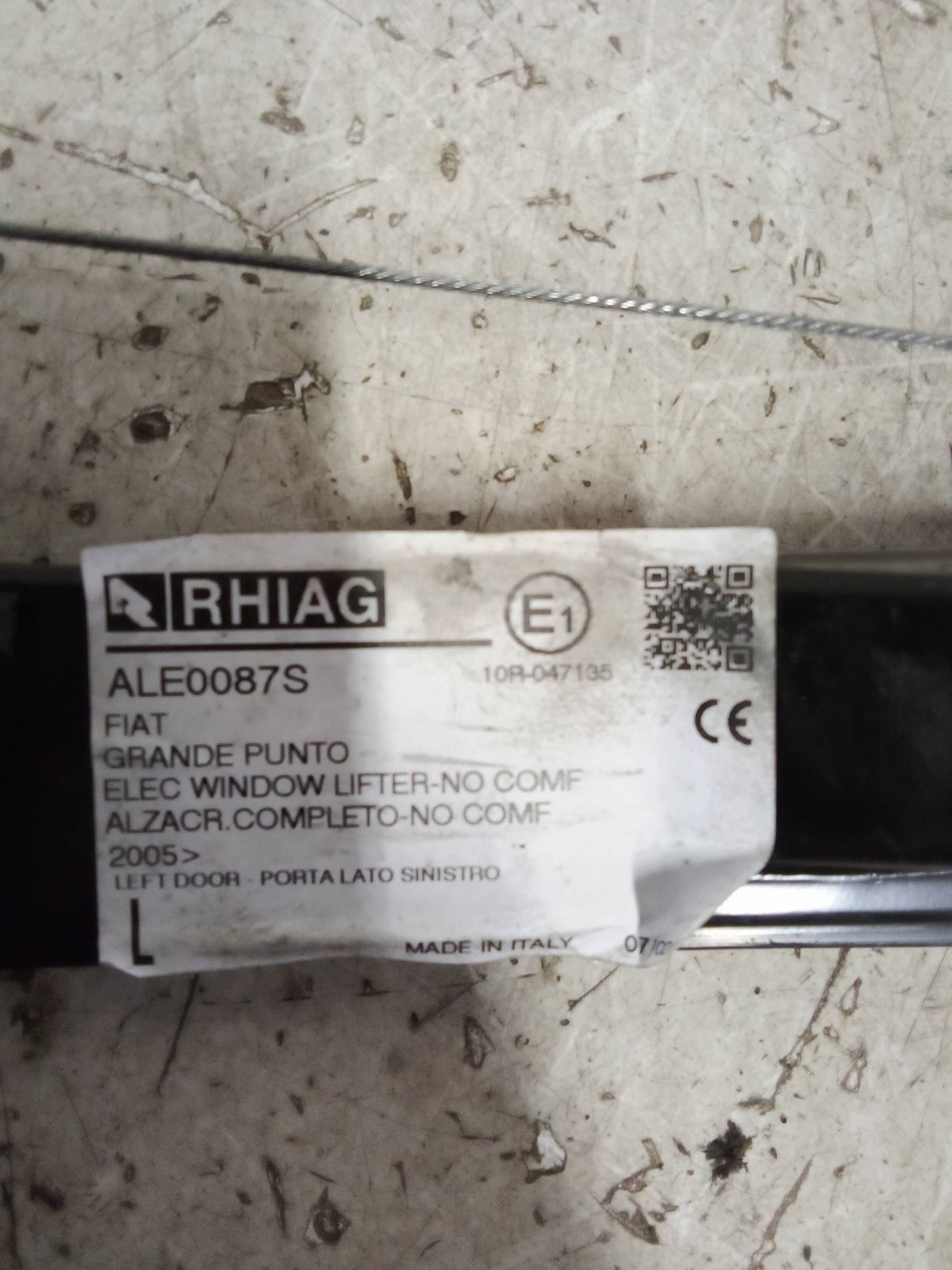 Alzacristallo elettr. porta ant. sx.