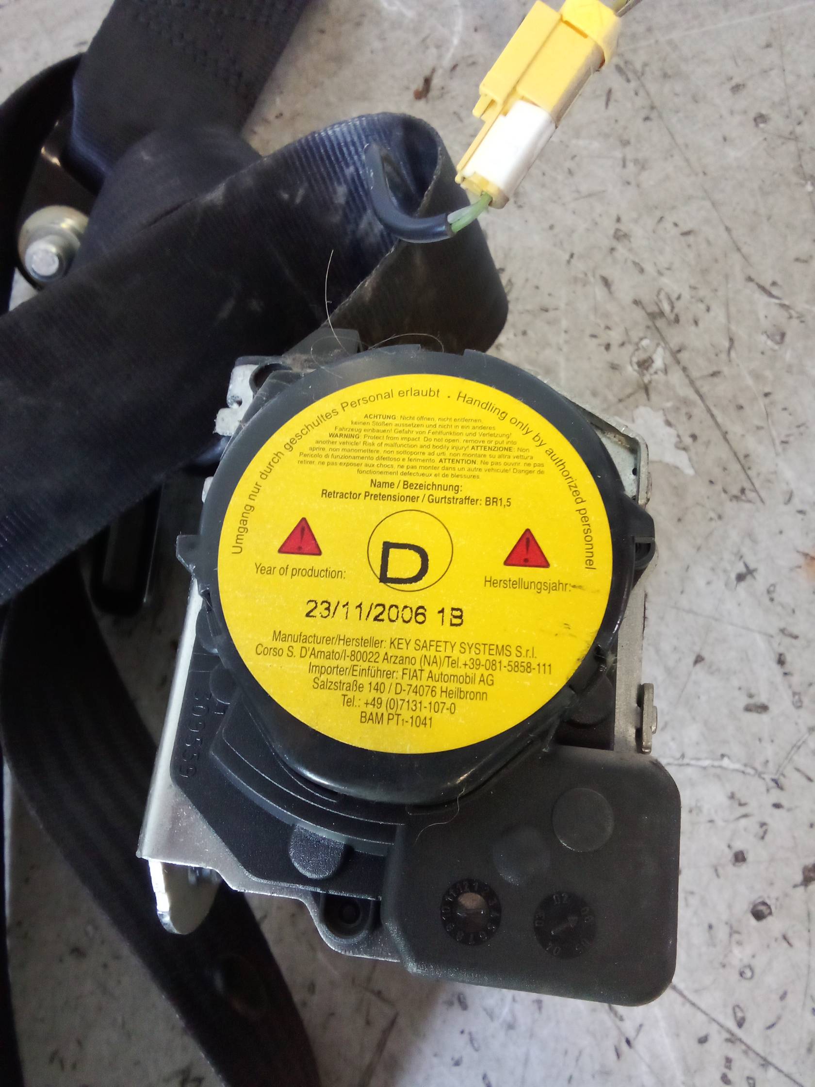 Cintura di sicurezza ant. dx.