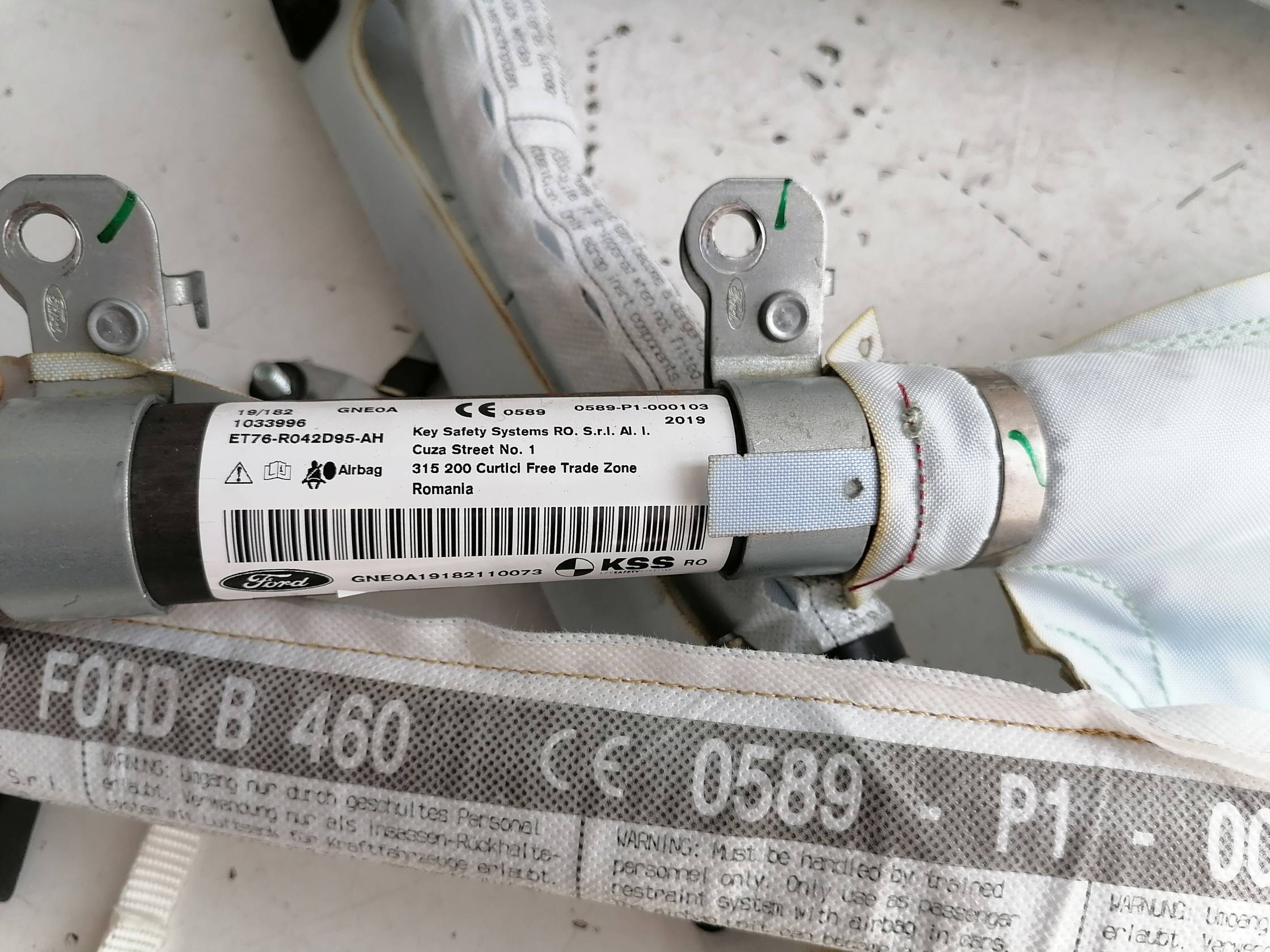 Dispositivo airbag a tendina sx.