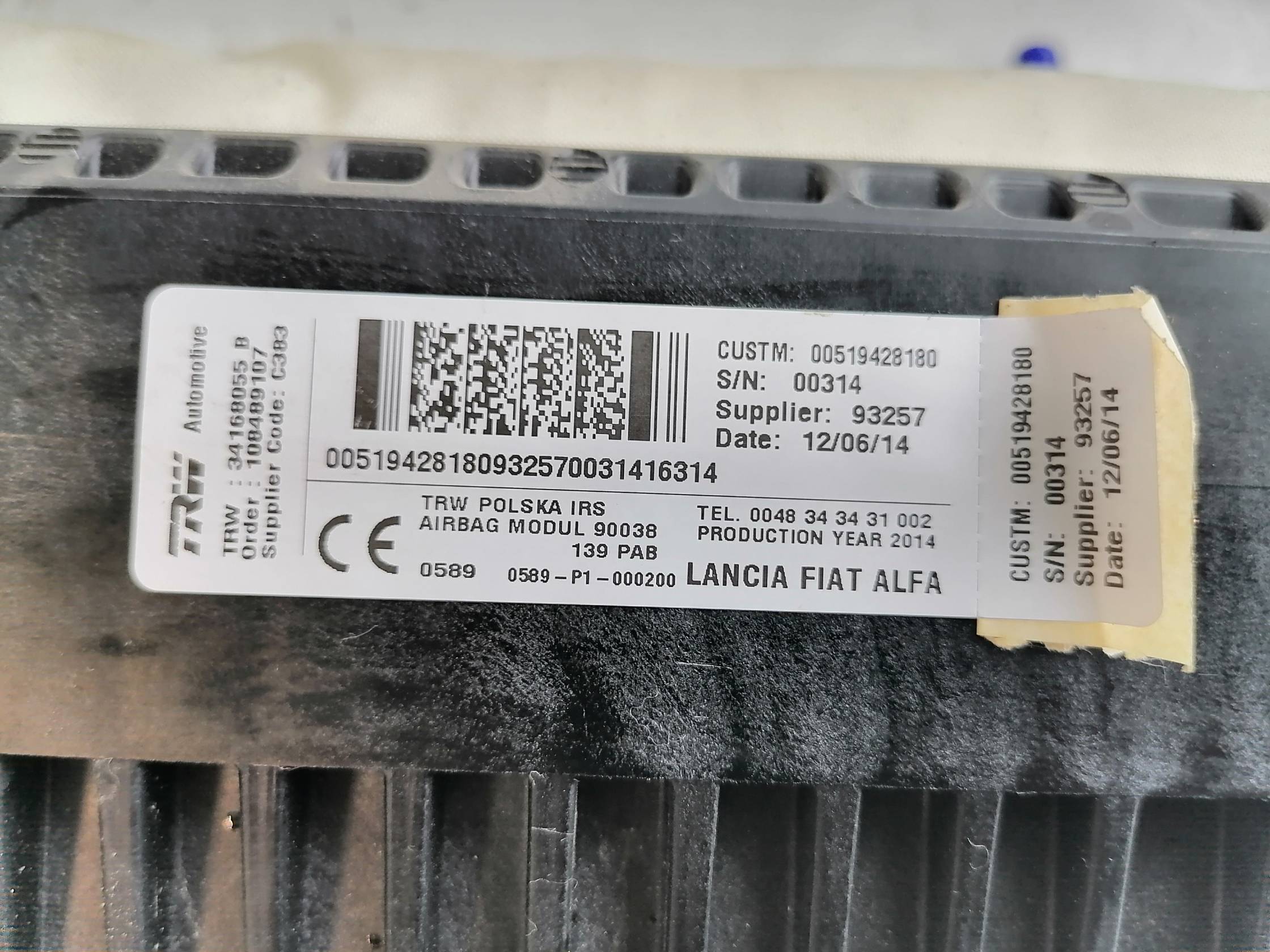 Dispositivo airbag lato passeggero