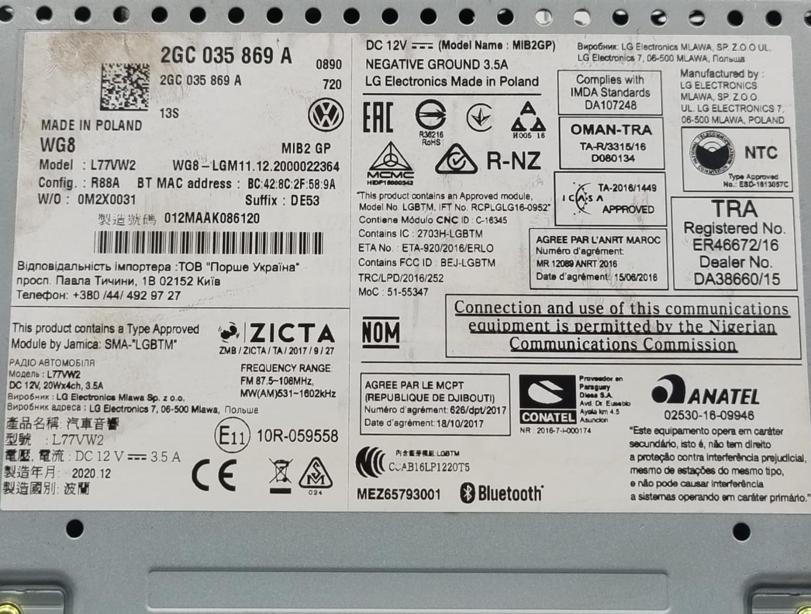 Blocco comandi autoradio