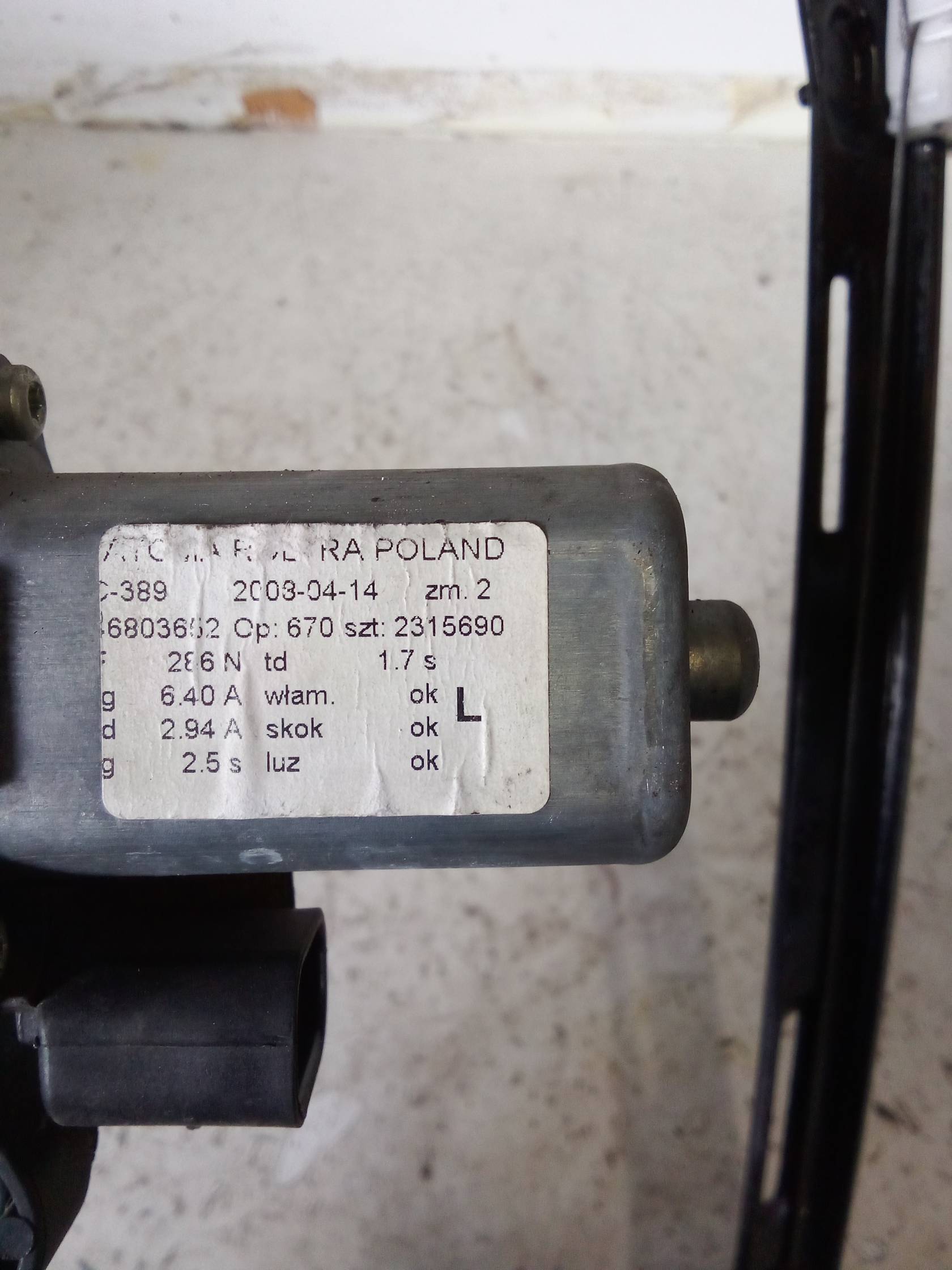 Alzacristallo elettr. porta ant. con motorino sx.