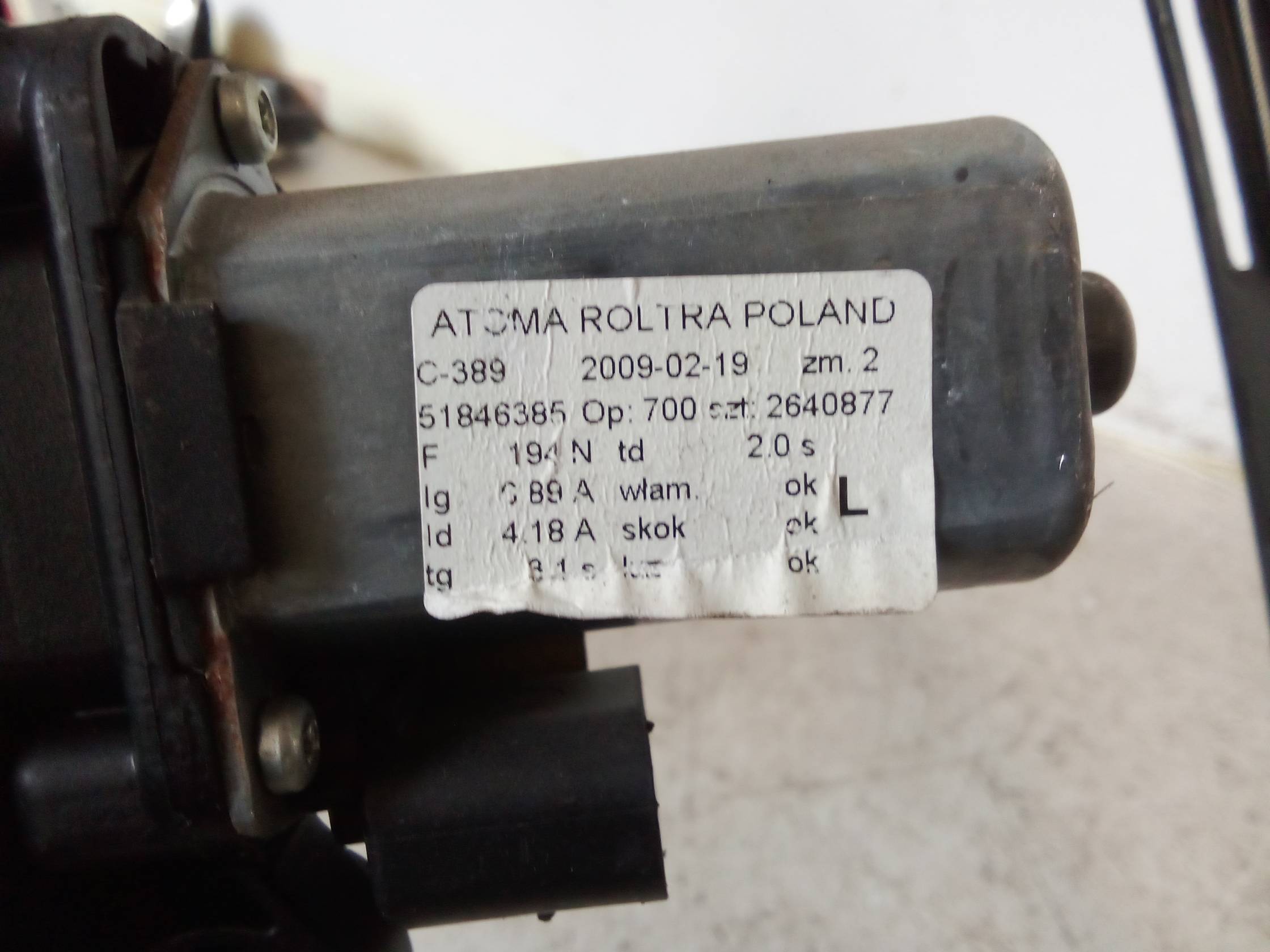 Alzacristallo elettr. porta ant. con motorino sx.